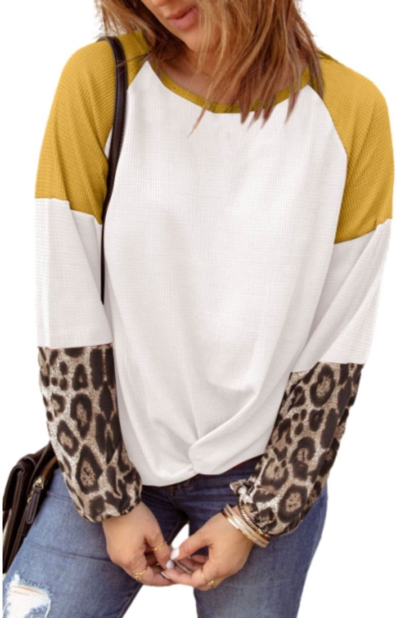 Waffle Leopard Pullover Button Pocket Shirt